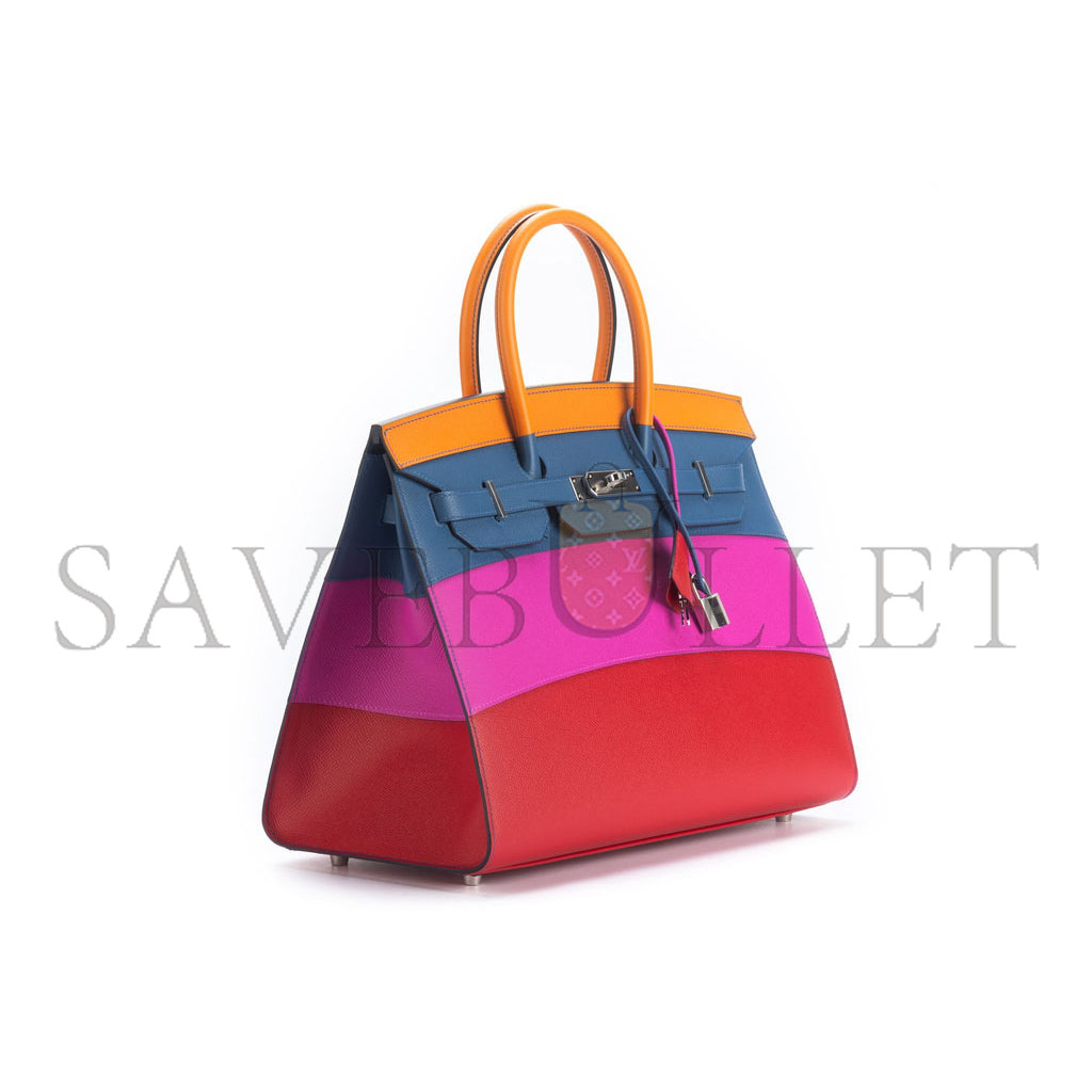 HERMES BIRKIN 35 EPSOM LEATHER RAINBOW BAG SILVER BUCKLE H028326CK02 (35*28*18cm)